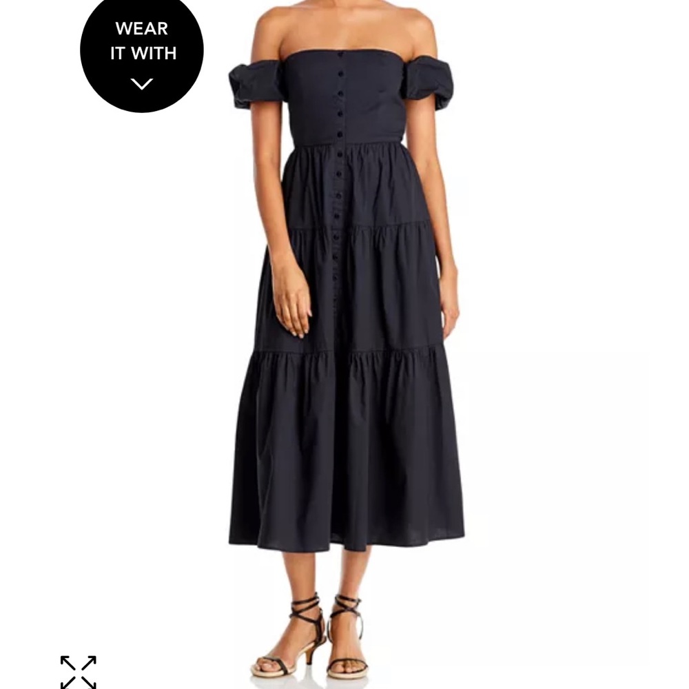 Staud Elio Black Off the Shoulder Dress